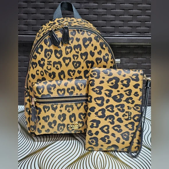 coach backpack leopard Coach | Bags | Coach Mini Charlie Backpack With Wild Heart Leopard Print  Matching Wristlet